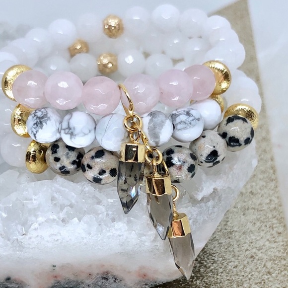 Smoky Topaz & Natural Stone Bracelet - Picture 3 of 8